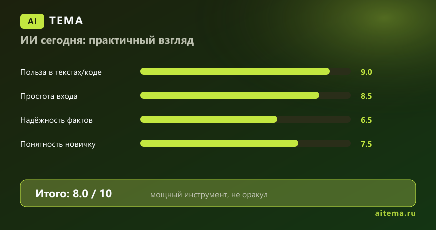 Практичная оценка ИИ: польза в текстах, коде и автоматизации — AITEMA